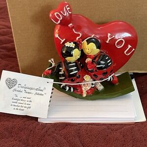 Designspirations Ladybug Love Heart Figurine Cherished Treasures Valentine Decor
